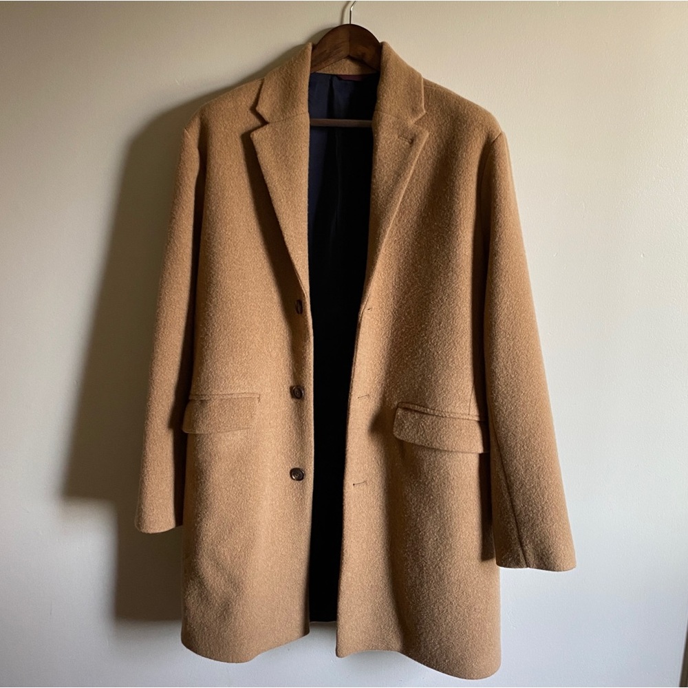 Italian wool camel topcoat. Size 40R. Excellent condition.